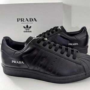 (UNISEX) ADIDAS PRADA X SUPERSTAR BLACK CORE (NEW) US 8 MEN / 9.5 W